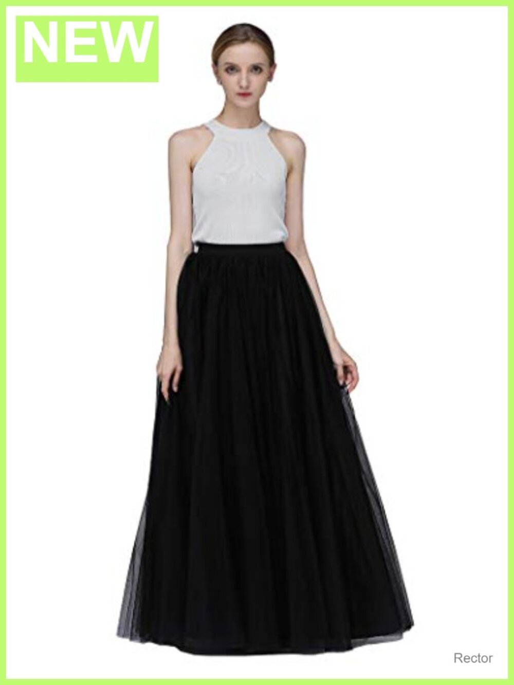 A Line Long Tulle Bridesmaid Skirt High Waisted Flowy Prom Evening Party